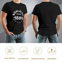 Pariz muške grafičke majice Vintage kratki rukav sportski tee crni 2xl
