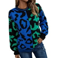 Aoochasliy Womens Dukseri za uklanjanje pulover Leopard Tiskanje Kardigana Cardigan SPLICING SPLICING