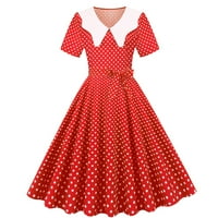 Ljetne haljine Ženske vintage s dugim rukavima polka točkice 1950-ih Kućna haljina za zabavu