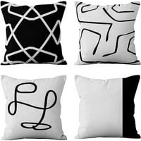 Omote za jastuke, crne bijele linije 18x18in komplet kasu za ukrasnog jastuka, kvadratni jastučnici