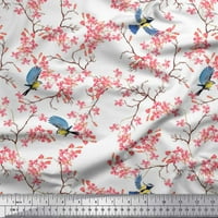 Soimoi modalno satenska tkanina cvjetna i plava tit tkanina za ptice otisci dvorišta široko