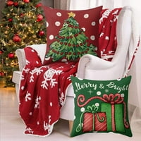 Set merry božićnog ukrasnog pamučnog platna bacanja jastuka, santa, vile, mekani ukrasni poklopac božićnog