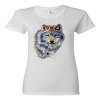 Wolf ulje slikanje životinjski ljubavnik Ženska grafička majica, crvena, srednja