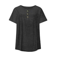 Ženski ljetni bluze V-izrez Čvrsta bluza s kratkim rukavima Grey XXL