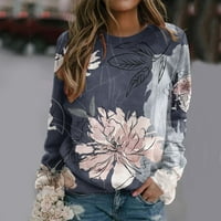 Ženska moda Jesen zimski cvjetni ispis bluza s dugim rukavima Crew vrat Ležerne prilike pulover vrhovi
