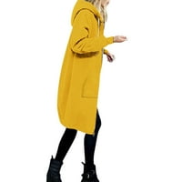 Trenk kaput za žene Čvrsta boja Zip Hood Open džep dugi rukav prednji labav vjetrovnjak s plaškom kaput