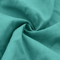 Pamuk i posteljina kratki rukav poluga Ležerni ženski V mini haljina za ženska haljina u boji četverokutne