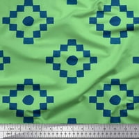 Soimoi Zelena pamučna pamučna tkanina Dijamantna geometrijska tiskana tkanina od dvorišta široko