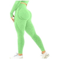 Ženska čista boja - pogodnost sportskih fitnesa koji rade visoko struk joga hlače yoga hlače zelena l