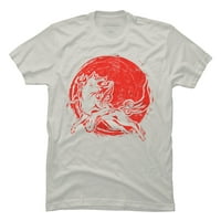 Crveni sunčani vuk Muški srebrni grafički grafički tee - Dizajn od strane ljudi m
