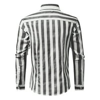 Aaiyomet gumb za majicu Muškarci Striped Buckle Lapel majica s dugim rukavima