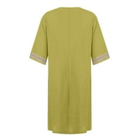 Žene ljetne haljine za žene Solid srednje dužine V-izrez V-izrez, casual kratka rukava za sunčanje žuta