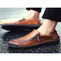 Oucaili muškarci stanovi klizne na casual cipelama okruglih nožnih plinova lagana udobnost vožnje cipelama