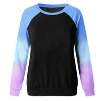 Huaai casual bluza za žene Raglan Crewneck vrhovi gradijent čvrstih zrno čipka vrhunske dugih rukava