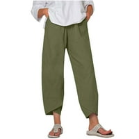 Gathrrgyp Womens Plus veličine hlače, ženske ležerne čvrste hlače Udobne elastične hlače na plažima