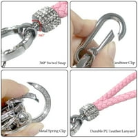 Pleteni taster set D oblik Ključni prstenovi za automobile Pom Pom Carabiner Clip Galaxy Crystal ključ