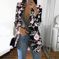 Ženska casual modni print rever s dugim rukavima Slim Fit Mali jakna xxxl ružičasta