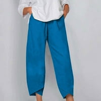Žene Ležerne prilike obrezirane hlače Plus size Solid Boja visoki elastični struk ravne pantalone Udobne