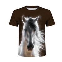 MENS PLUS majica za čišćenje konja retro 3D ispis okruglog vrata kratkih rukava i jesenja majica