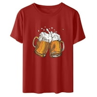 Ženska bluza za pivo Summer Oktoberfest Okrugli vrat Majica kratkih rukava Labavi pulover muške majice