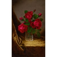 Martin Johnson Heade Crna Ornate Wood Framed Double Matted Museum Art Print pod nazivom - Jacqueminot ruže