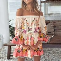 Party haljina Ljetna casual labav od ramena tunika Mini haljina cvjetna print plaža boho sandress