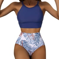Ženski bikinis kupaći kostim bikini tiskani visoko struk Sport Sport Ženske tropske kupaće kostime Tankenis