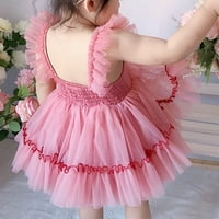 Djevojke ljetne leteće rukavice čipka mrežice šivene čvrste boje modne haljine princeze veličine 120