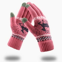Ženske zimske rukavice zaslon za dodir Božićni tiskani termalni kabel pletene vunene fleke postrojene