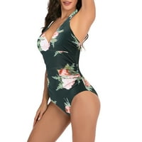 Muxika Ženska kupaći kostimi, seksi cvjetni ispisani halter bikini ruširani kupaći kostimi za trbuhu