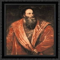 Portret Pietro Aretino Crni ukrašeni drva ugrađena platna umjetnost Titian