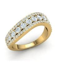 2CTW okrugli rez dijamantski prong dame na 3-redni godišnjica vjenčanja svadbeni prsten čvrsti 14K Gold