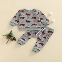 Qiylii Božićna toddlers TrackSit, Pleteni jeleni pulover vrhove + pantalone