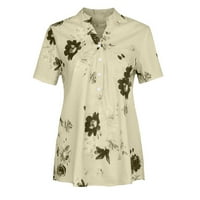 Patlollav ženske ljetne majice čišćenje modnog kratkih rukava V-izret džepni bluza