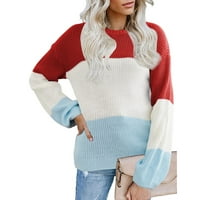 Prugasti džemper ženski džemper za vrat u boji blok pletene vrhove casual labavog fit pulover