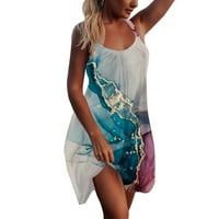 Žene Ljetne špagete remenske haljine Vintage Bohemian Casual Bez rukava bez rukava odljeva izdubljena O-izrez plaža mini haljina