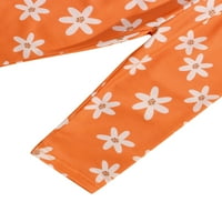 Canrulo Toddler Baby Girl Fall odjeća cvijet dugih rukava dugim rukavima vrhovima i hlače odijelo narančaste