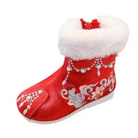 TODDLER Girl Cipele toplo zimski snijeg izvezeni ispisani etnički stil pamučne jesenske i zimske casual