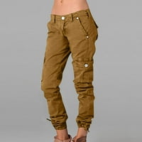 Cacommmark PI Ženske hlače Plus Veličina čišćenja teretna pantalone Solid Color Hippie Punk Jogger džep