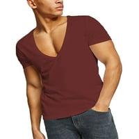 Groanlook muškarci baggy pamučne bluze obični mišićni majica ljetni V izrez pulover