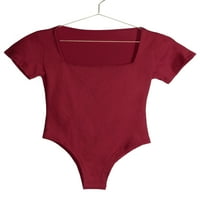 Sanviglor Women Roman Basic T Majica Bodysuit kratki rukav Ležerne prilike Top Beach Jumpsuits Crvena 2xL