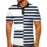 AVITICD MENS CHORTAVE SHOW majice Muška klasična polo majica s kratkim rukavima Zip up casual ljeto Slim Fit T-majice Striped grafički tiskanje na plaži