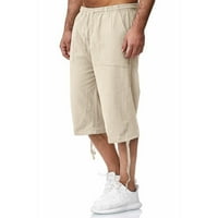 traperice za muškarce pamučne pamučne pantalone hlače za hlače obrezirane sportove muške pantalone Ljetne posteljine muške hlače muškarci teretane Hlače Khaki + m