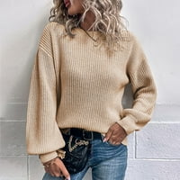 Smanjeni ženski džemper okrugli dekolte pulover Duks pune boje udobne dugih rukava dugih rukava