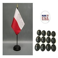BO Poljska 4 X6 minijaturni stolni i stolni zastava uključuje stalden za zastavu i poljske male mini štap zastave