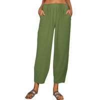 Žene casual solid u boji labavi džepovi elastične strugove Hlače duge pantalone za žene AG XXL