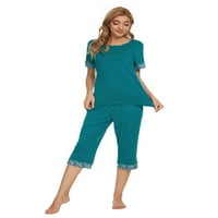 Mintlimit ženske pidžame setovi sa kaprima hlače i odjećom za spavanje dame slatko print pjs set Solid