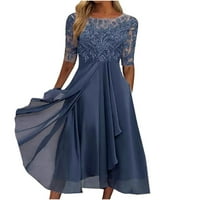 Maxi haljine za žene casual plus vez za vez čipke čipke šifonske haljine plave s