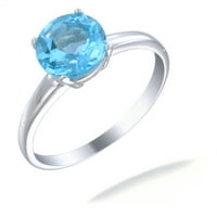 1. CTTW Blue Topaz Ring. Sterling srebrna sa rudom okrugle oblike Veličina odraslih osoba