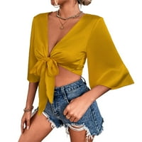 Ženska ljetna puna boja casual čipkasta otvorena kratka gornja ženska majica Wemens Plus veličine vrhova